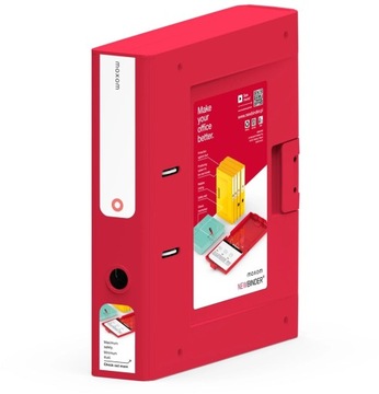MOXOM - Segregator plastikowy A4 - NewBinder - szeroki 70 mm - czerwony