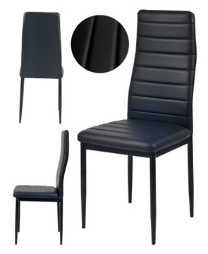 Krzesło tapicerowane pikowane ecoskóra 01 salon jadalnia LOFT czarny