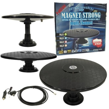 MOCNA ANTENA DVB-T dookólna + magnes DO AUTA SAMOCHODU 12/24V