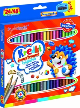 Двухсторонние треугольные мелки, 24/48 цветов. Бамбино.