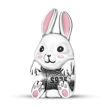 Zawieszka SREBRO 925 Charms Koralik Królik Króliczek