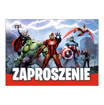 ZAPROSZENIE ZAPROSZENIA AVENGERS URODZINY 1szt