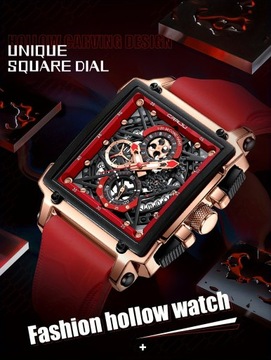 Мужские спортивные часы CRRJU, многофункциональные водонепроницаемые квадратные.