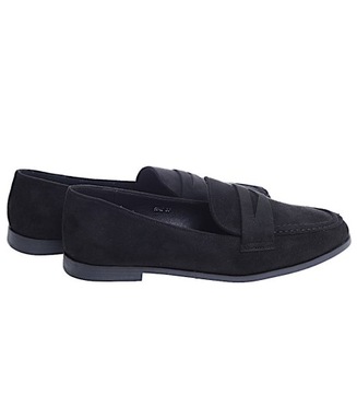 CZARNE BALERINKI BUTY DAMSKIE MOKASYNY LORDSY Z ZAMSZU 15466 38