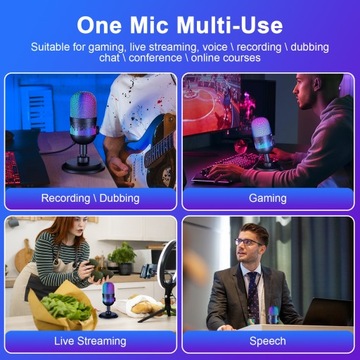 Микрофон для игрового компьютера, поп-фильтр, конденсаторный USB-черный светодиод B5