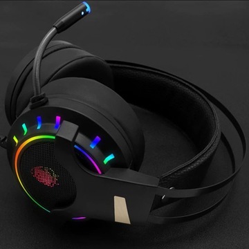ИГРОВЫЕ НАУШНИКИ СО СВЕТОДИОДНОЙ RGB СВЕТОДИОДОЙ + РУЧКА ПОДСТАВКИ