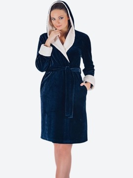 ХАЛАТ ЖЕНСКИЙ ВЕЛЮРОВЫЙ С КАПЮШОНОМ, ТОНКИЙ/МЯГКИЙ