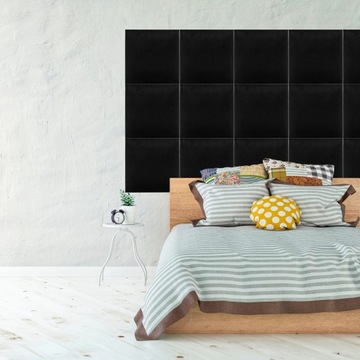 Мягкие стеновые панели 50х50 КВАДРАТ ЧЕРНЫЙ Мягкий Велюр