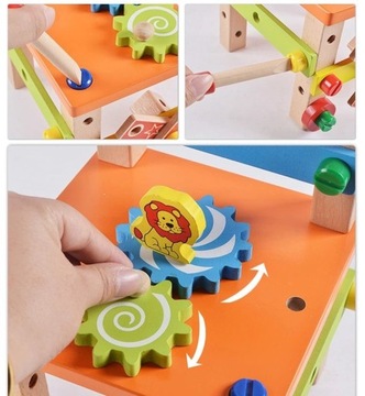 Деревянный стул Монтессори для сборки с кубиками.