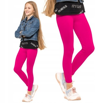 DZIEWCZĘCE LEGGINSY OCIEPLANE GETRY RÓŻOWE 140
