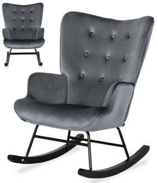 Fotel Uszak Bujany Wypoczynkowy Welurowy Do Salonu Loft Velvet Szary ELIS