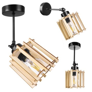 LAMPA żyrandol regulowany loft sufit KOSTKA Drewno