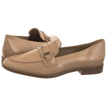 Buty Mokasyny Półbuty Skórzane Damskie Ryłko Beżowe K2R49