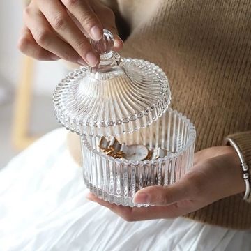 СТЕКЛЯННАЯ САХАРНИЦА С КРЫШКОЙ САХАРНИЦА КОНТЕЙНЕР ДЛЯ САХАРНЫХ СЛАДОСТЕЙ С ЮВЕЛИРНЫМИ ИЗДЕЛИЯМИ