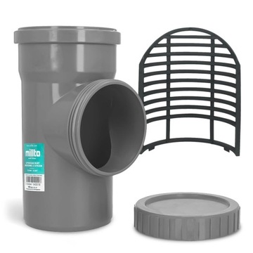 РЕВИЗИЯ ЖЕЛОБА Очиститель водосточной трубы 110 мм Фильтр желоба Серый КРЫШКА