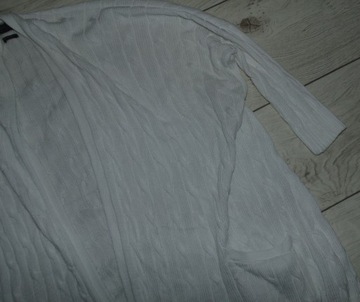 RALPH LAUREN SWETER BIAŁY KARDIGAN WARKOCZ OVERSIZE r. XS / S