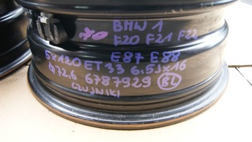 4× DISK OCELOVÝ BMW OE F20 F21 F22 E87 E88 6.5" X 16" 5X120 ET 33