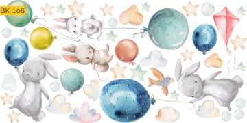 Детские наклейки на стену БУНТЫ, ЦВЕТНЫЕ ШАРИКИ КРОЛИК