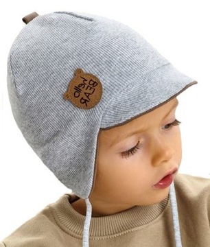 CZAPKA WIĄZANA CHŁOPIĘCA PODWÓJNA *kol* r.48-50 cm 1-2L