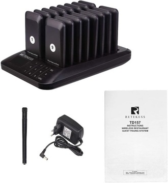 Retekess TD157 Пейджер для ресторана, пейджер, 16 пейджеров, черный, 500 м