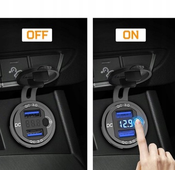 ЗАРЯДНОЕ УСТРОЙСТВО ДЛЯ МОТОЦИКЛА 2x USB QC 3.0 ВОЛЬТМЕТР 3А