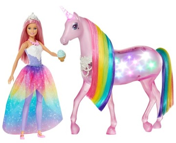 Lalka Barbie Dreamtopia Jednorożec Magia Świateł Mattel GWM78
