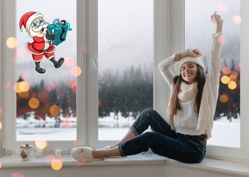 РОЖДЕСТВЕНСКАЯ наклейка на окно Merry CLAUS no. 4