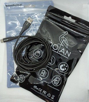 Кабель Fast QC USB-USB типа C, нейлон, 3А, светодиод, 0,5 м