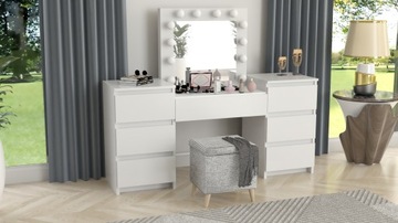 Косметический туалетный столик БЕЛЫЙ с зеркалом с 12 светодиодами и столиком для макияжа BETI8.