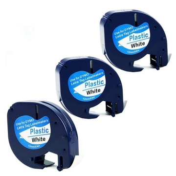 Taśma do DYMO LetraTag 12mmx4m biała 59422 3 sztuk
