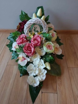 Украшение кладбища МОГИЛА композиция ВЕСНА ПАСХА НАБОР тюльпанов