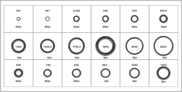 ORINGI USZCZELKI GUMOWE GUMKI ZESTAW ORINGÓW OLEJOODPORNE O-RINGI 225 SZT