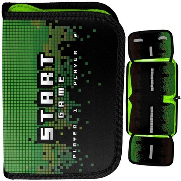 PIÓRNIK SZKOLNY ROZKŁADANY DWUKLAPKOWY PIKSELE GRA