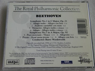 Бетховен - Симфонии 1 и 7 Вордсворта, компакт-диск, 1995 г., UK Ideal