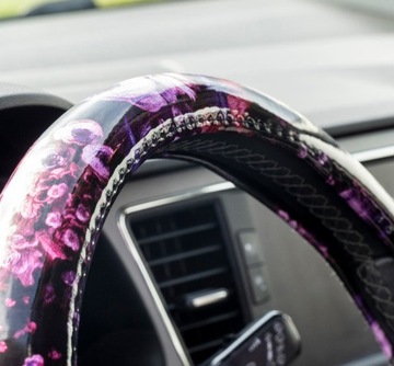 КРЫШКА НА РУЛЬ ДЛЯ АВТОМОБИЛЯ РОЗОВЫЕ ЦВЕТЫ РАЗМЕР ЦВЕТОВ. 37-39см
