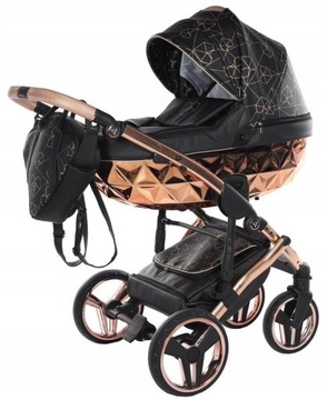 czarny rose gold wózek dziecięcy JUNAMA HEART 2w1 Diamond miedziany 02