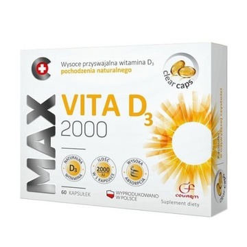 MAX VITA D3 2000, witamina D dla dorosłych, 60 kap