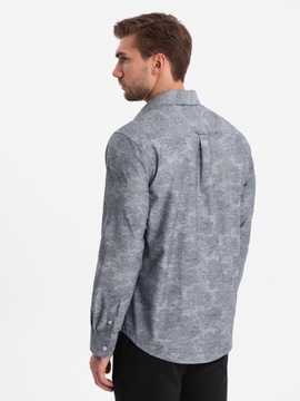 Flanelová pánska kockovaná bavlnená košeľa šedá V3 OM-SHCS-0157 L