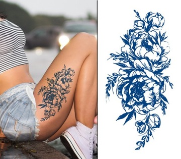 TATUAŻ DAMSKI KWIATY RÓŻE DŁUGOTRWAŁY 2 TYGODNIE WODOODPORNY 056