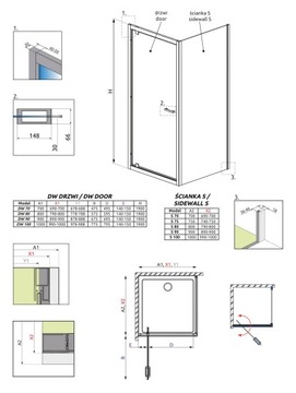 RADAWAY Twist DW 90 сатиновая душевая дверь