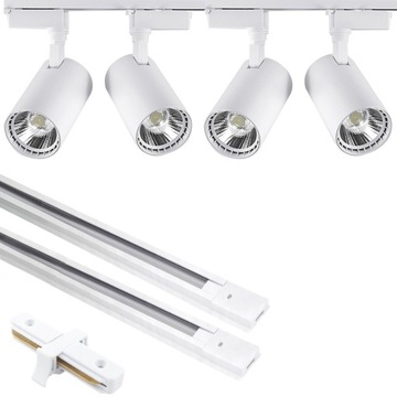 4x KOMPLETNY ZESTAW SYSTEMU OŚWIETLENIA SZYNOWEGO SZYNOPRZWÓD REFLEKTOR