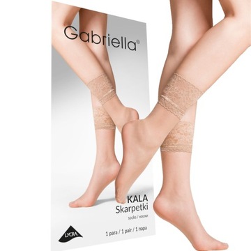 GABRIELLA SKARPETKI KALA BEIGE koronkowy ściągacz