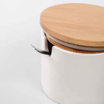 ФАРФОРОВАЯ САХАРНИЦА С ЛОЖКОЙ, КОНТЕЙНЕР ДЛЯ БЕЛОГО САХАРА СОЛЬ САХАРНИЦА