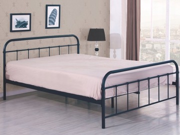 ŁÓŻKO METALOWE LINDA 120x200 CZARNE STELAŻ HALMAR