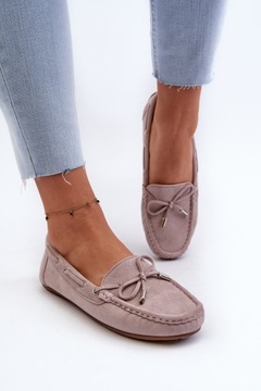 MOKASYNY DAMSKIE ZAMSZOWE FIOLETOWE 39