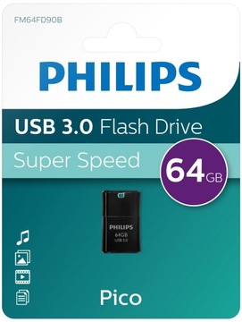 Pendrive Philips USB 3.0 64GB PICO Edition Black