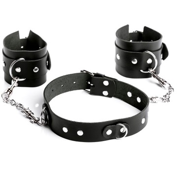 BDSM OBROŻA WĄSKA Z ĆWIEKAMI KAJDANKI BONDAGE