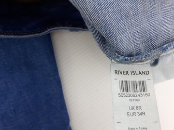 RIVER ISLAND jeansowe SPODNIE RURKI z dziurami MODNE _ 34
