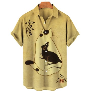Koszula Męska Elegancka hawajska japońska moda s