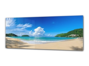 obraz szklany do salonu 100x40 nadruk plaża